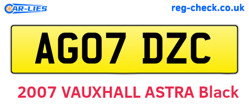 AG07DZC are the vehicle registration plates.