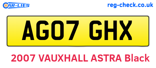 AG07GHX are the vehicle registration plates.