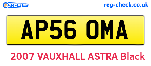 AP56OMA are the vehicle registration plates.
