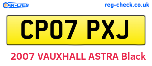 CP07PXJ are the vehicle registration plates.