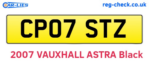 CP07STZ are the vehicle registration plates.