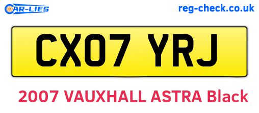 CX07YRJ are the vehicle registration plates.