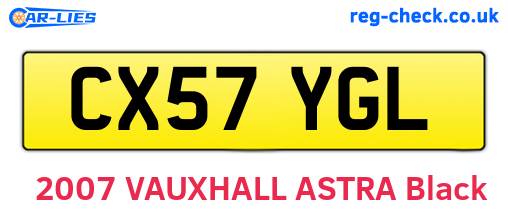 CX57YGL are the vehicle registration plates.