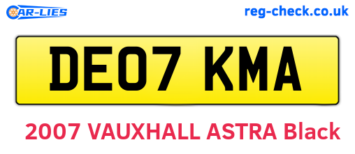 DE07KMA are the vehicle registration plates.