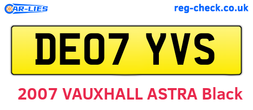 DE07YVS are the vehicle registration plates.