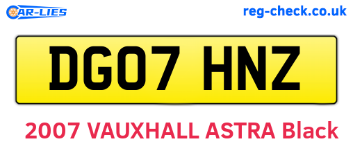 DG07HNZ are the vehicle registration plates.