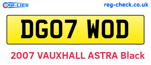 DG07WOD are the vehicle registration plates.