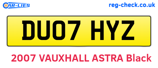 DU07HYZ are the vehicle registration plates.