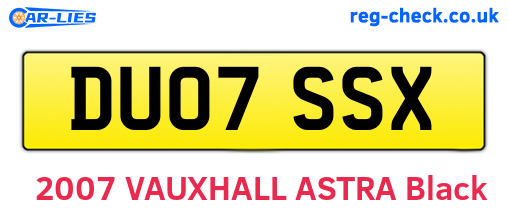 DU07SSX are the vehicle registration plates.