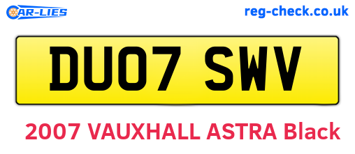 DU07SWV are the vehicle registration plates.