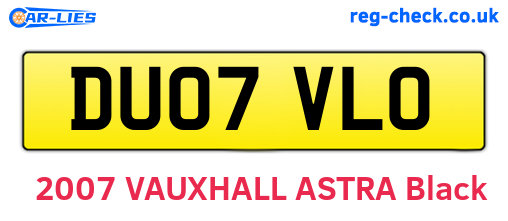 DU07VLO are the vehicle registration plates.