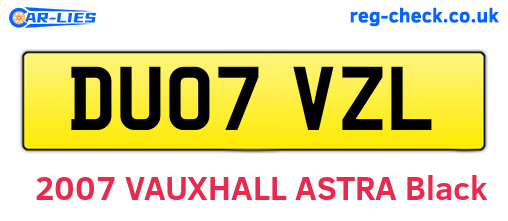 DU07VZL are the vehicle registration plates.