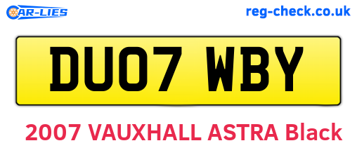 DU07WBY are the vehicle registration plates.