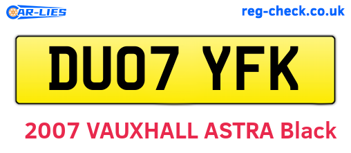 DU07YFK are the vehicle registration plates.
