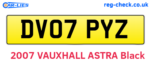 DV07PYZ are the vehicle registration plates.