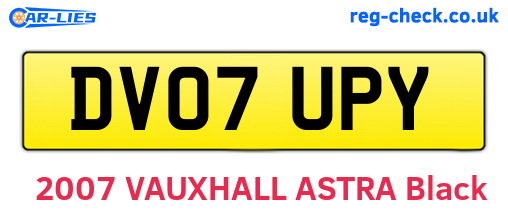 DV07UPY are the vehicle registration plates.