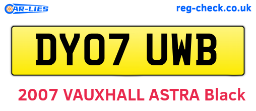DY07UWB are the vehicle registration plates.