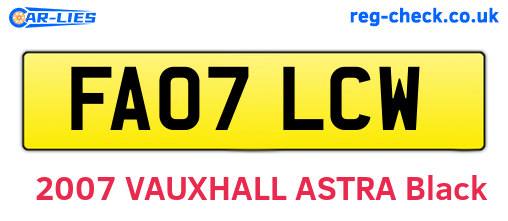 FA07LCW are the vehicle registration plates.
