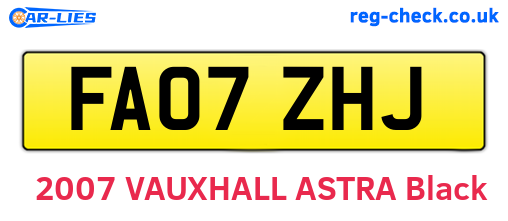 FA07ZHJ are the vehicle registration plates.
