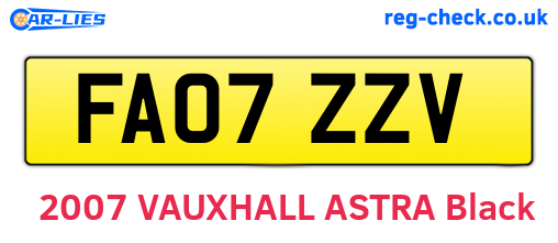FA07ZZV are the vehicle registration plates.
