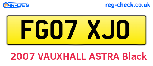 FG07XJO are the vehicle registration plates.