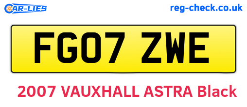 FG07ZWE are the vehicle registration plates.
