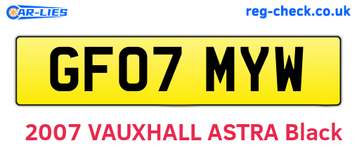 GF07MYW are the vehicle registration plates.