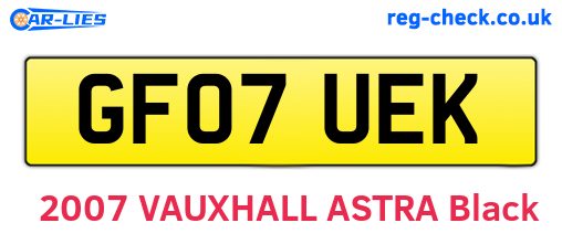GF07UEK are the vehicle registration plates.