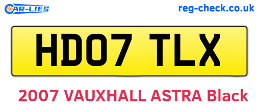 HD07TLX are the vehicle registration plates.