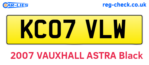KC07VLW are the vehicle registration plates.
