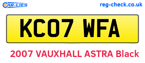 KC07WFA are the vehicle registration plates.