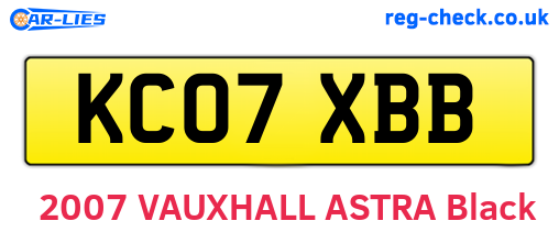 KC07XBB are the vehicle registration plates.