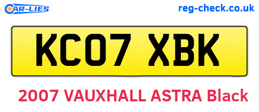 KC07XBK are the vehicle registration plates.