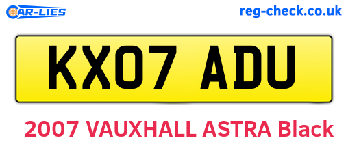 KX07ADU are the vehicle registration plates.
