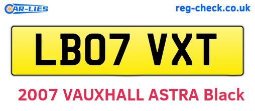 LB07VXT are the vehicle registration plates.