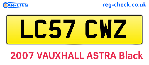 LC57CWZ are the vehicle registration plates.