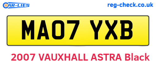 MA07YXB are the vehicle registration plates.