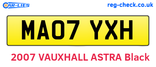 MA07YXH are the vehicle registration plates.