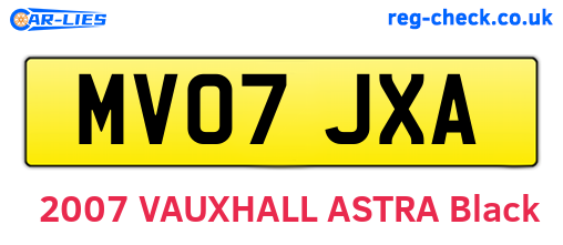 MV07JXA are the vehicle registration plates.
