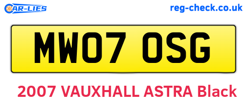 MW07OSG are the vehicle registration plates.