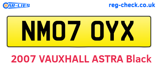 NM07OYX are the vehicle registration plates.