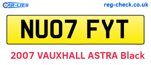 NU07FYT are the vehicle registration plates.