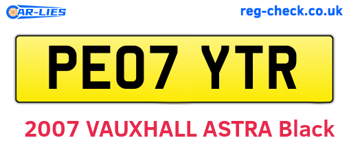 PE07YTR are the vehicle registration plates.