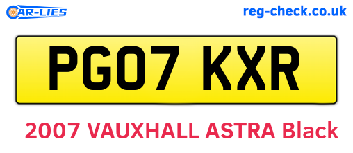 PG07KXR are the vehicle registration plates.