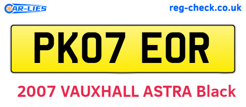 PK07EOR are the vehicle registration plates.
