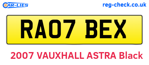 RA07BEX are the vehicle registration plates.