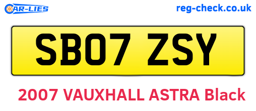 SB07ZSY are the vehicle registration plates.
