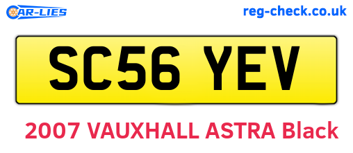 SC56YEV are the vehicle registration plates.