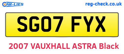 SG07FYX are the vehicle registration plates.