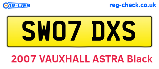 SW07DXS are the vehicle registration plates.